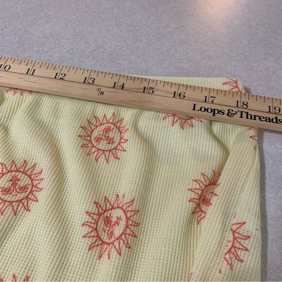 AMERICAN EAGLE OUTFITTERS Thermal Pajama Shorts Women XL Yellow Orange Sun. - Picture 7 of 9